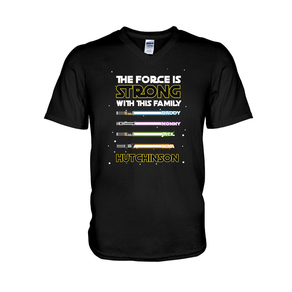 Personalized Family T-Shirt Custom Name The Force Is Strong Gift