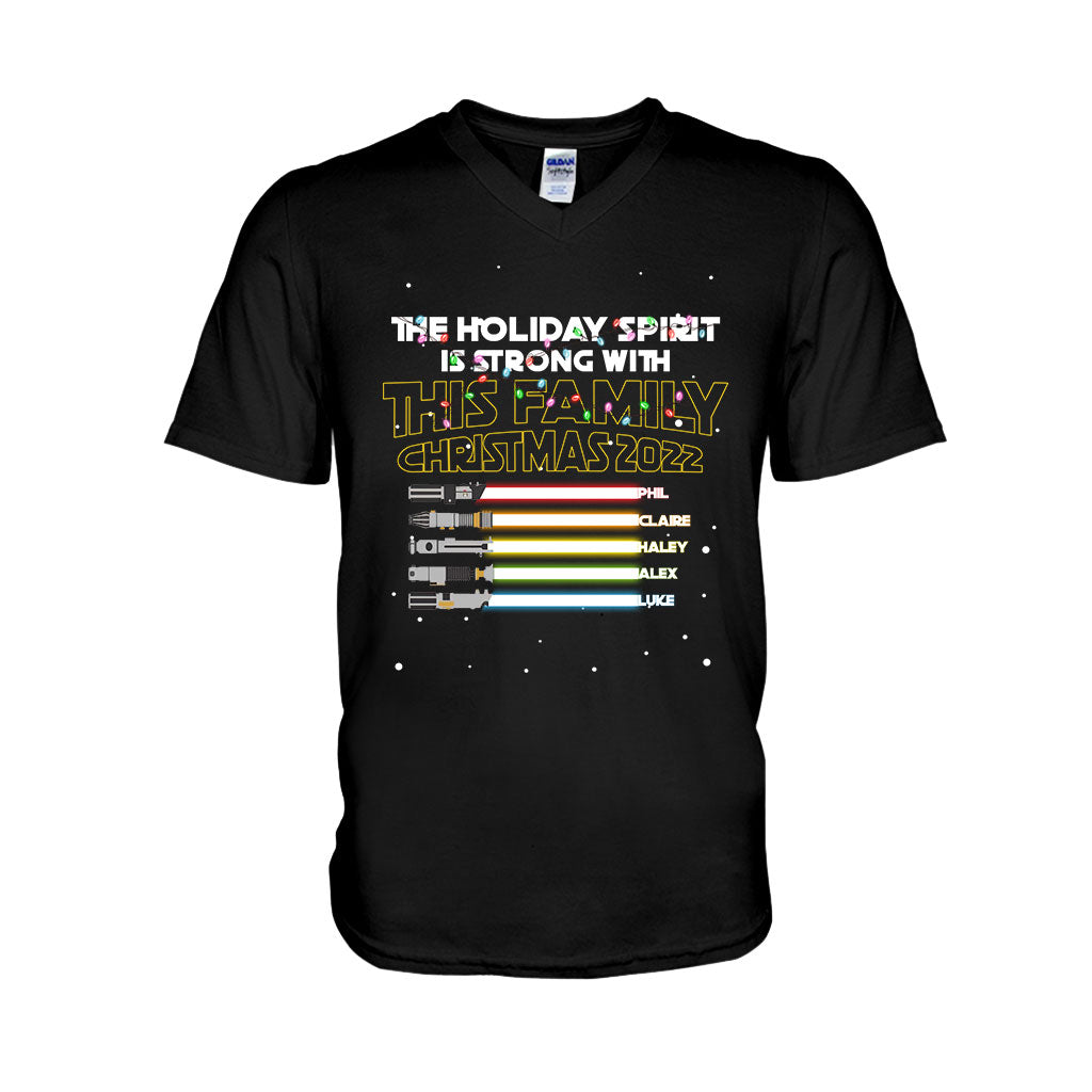 Personalized Christmas Family T-Shirt with Holiday Spirit Design