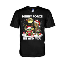 Load image into Gallery viewer, Personalized Merry Force Be With You Christmas T-shirt &amp; Hoodie Gift
