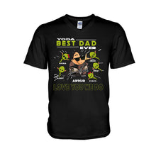 Load image into Gallery viewer, Personalized Yoda Best Dad Ever T-Shirt Hoodie Custom Names Gift
