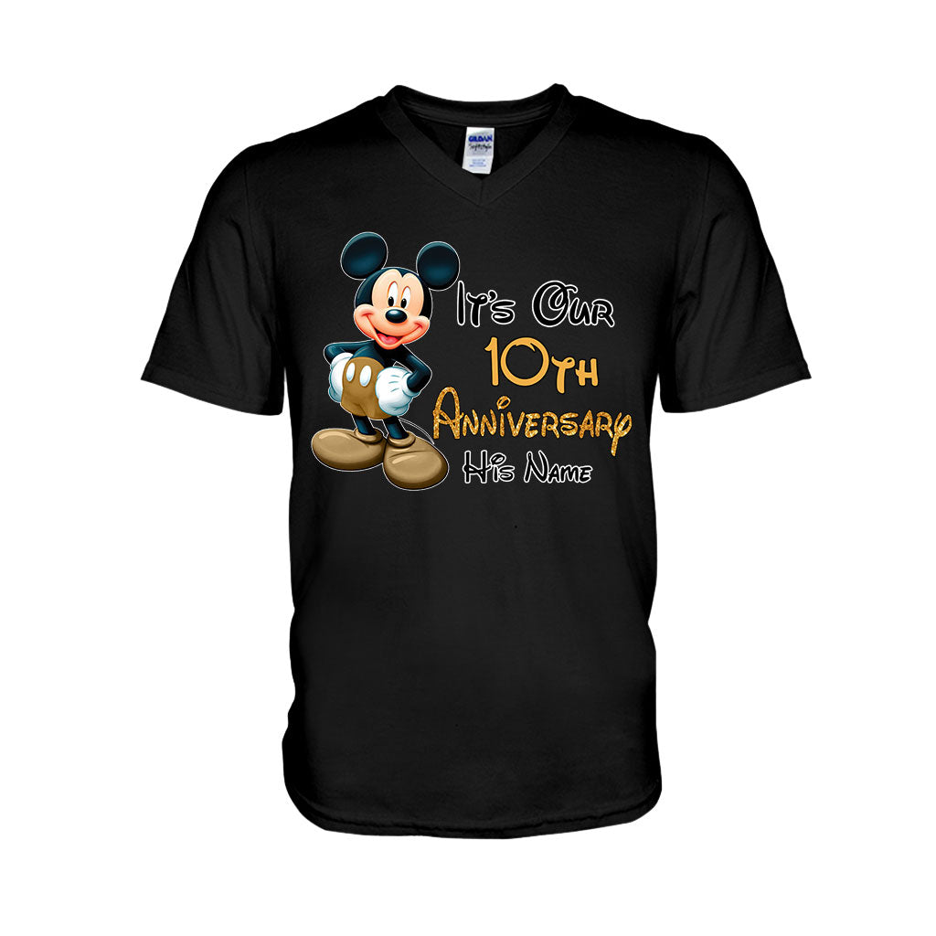 Personalized Mickey and Minnie Anniversary T-shirt & Hoodie Set for Couples