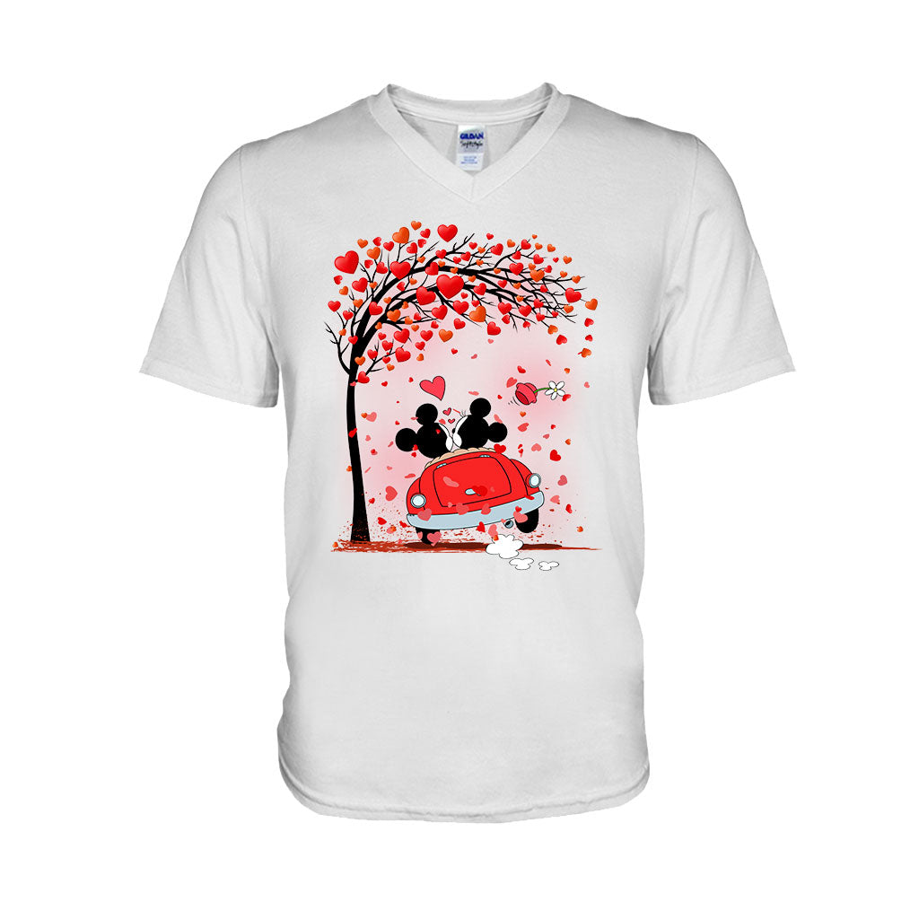 Personalized Couple T-Shirt & Hoodie with Heart Design for Valentine’s Day