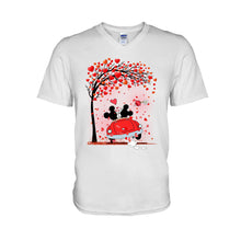 Load image into Gallery viewer, Personalized Couple T-Shirt &amp; Hoodie with Heart Design for Valentine’s Day
