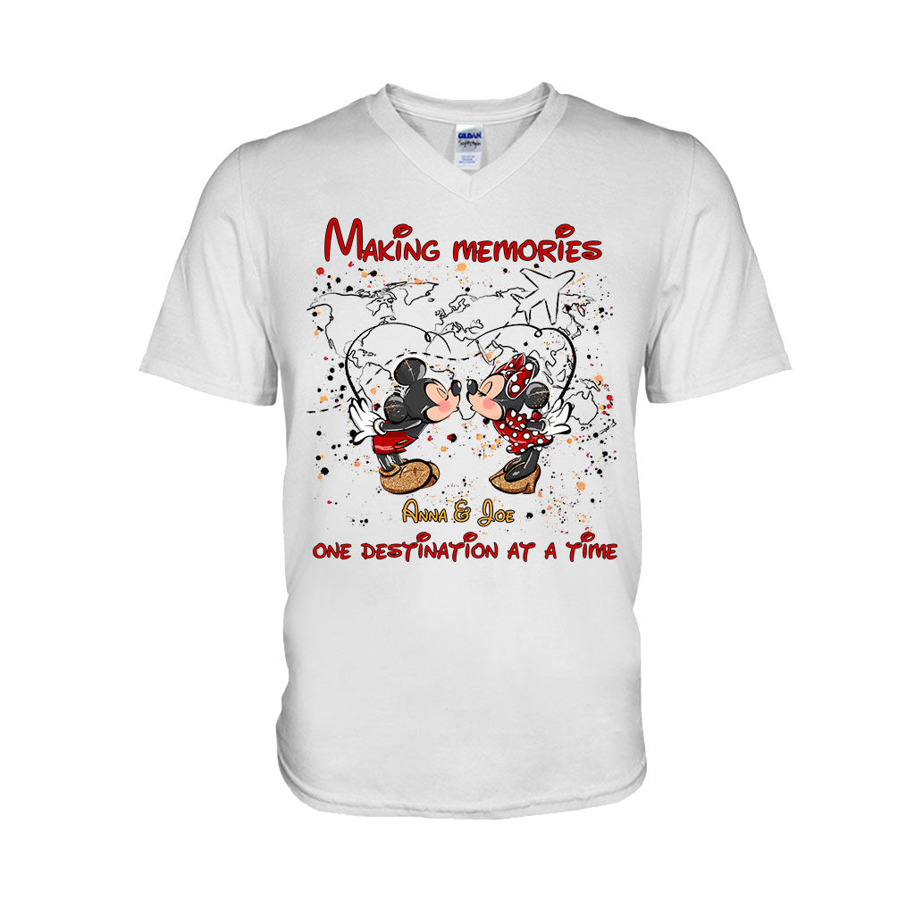 Personalized Mickey Mouse T-Shirt & Hoodie with Custom Names for Couples