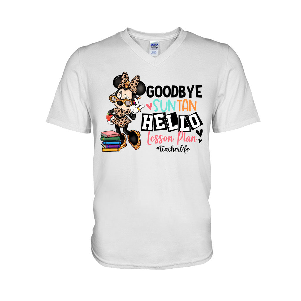 Personalized Teacher T-Shirt and Hoodie Goodbye Suntan Hello Lesson Plan Gift