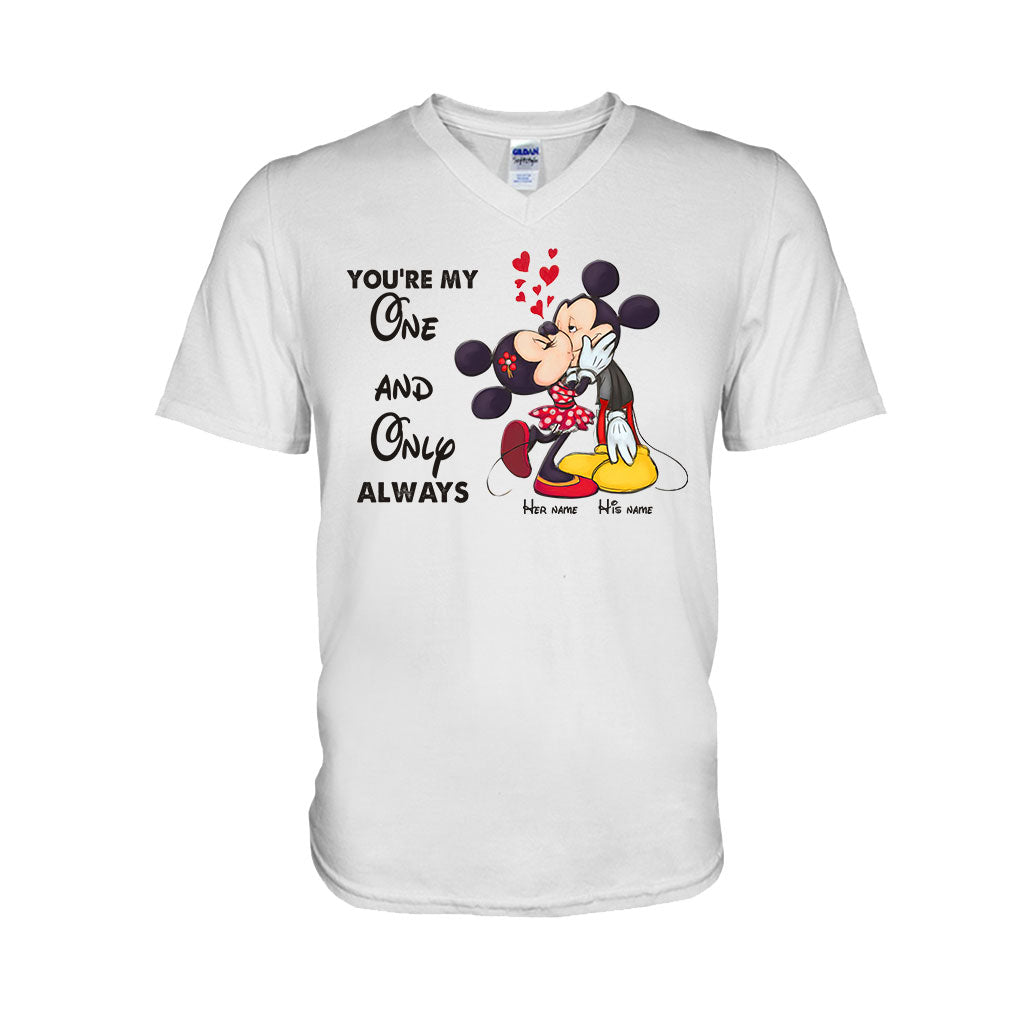 Personalized Couple T-shirt & Hoodie with Mickey Design | Custom Names Gift