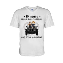Load image into Gallery viewer, Personalized Couple T-shirt &amp; Hoodie 10 Years Behind Bars Gift
