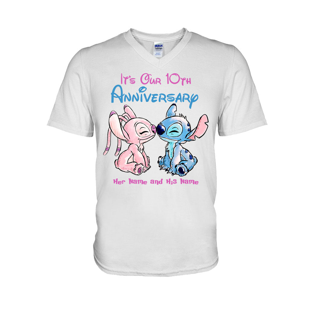 Personalized Anniversary T-Shirt & Hoodie Custom Names Gift for Couples