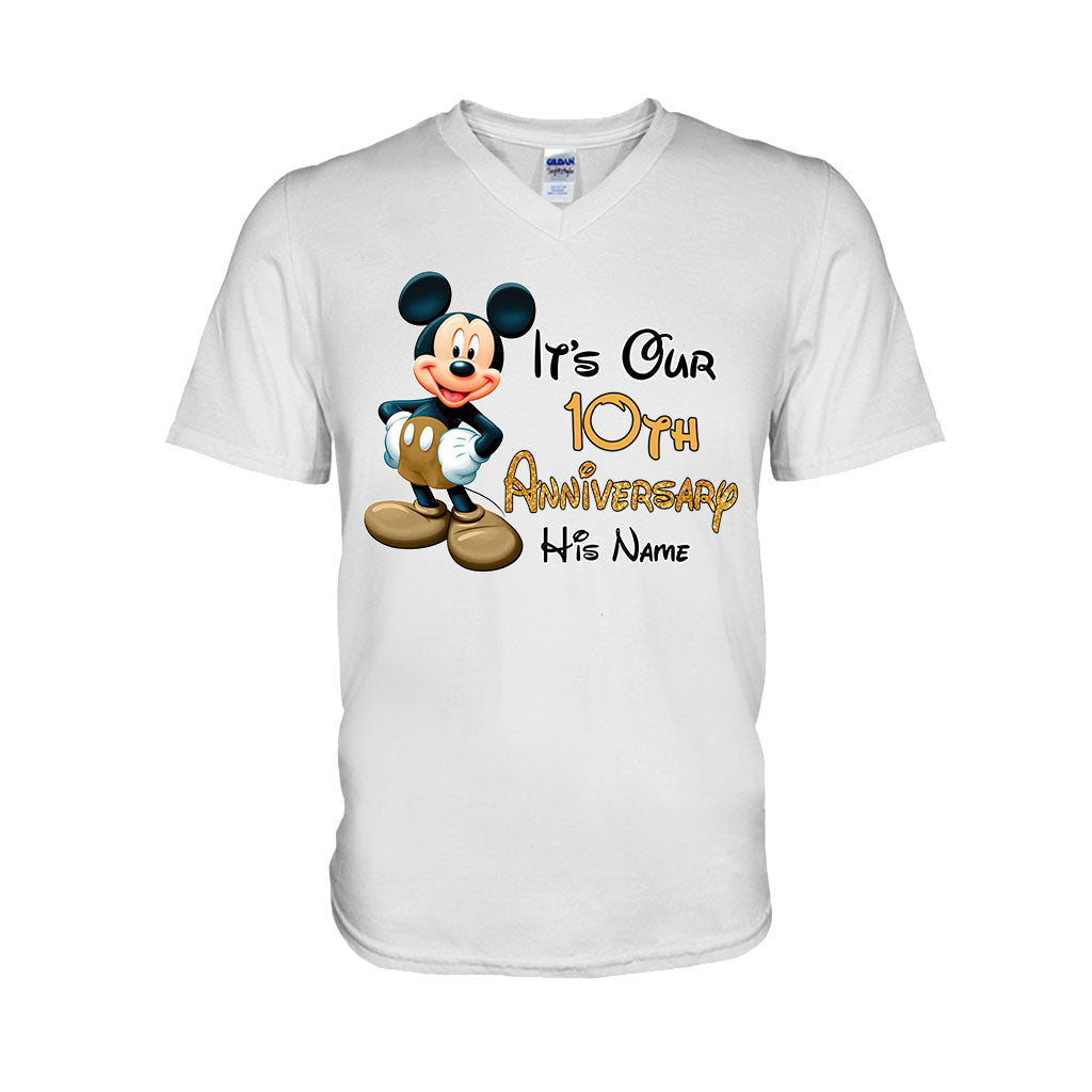 Personalized Mickey and Minnie Anniversary T-shirt & Hoodie Set for Couples
