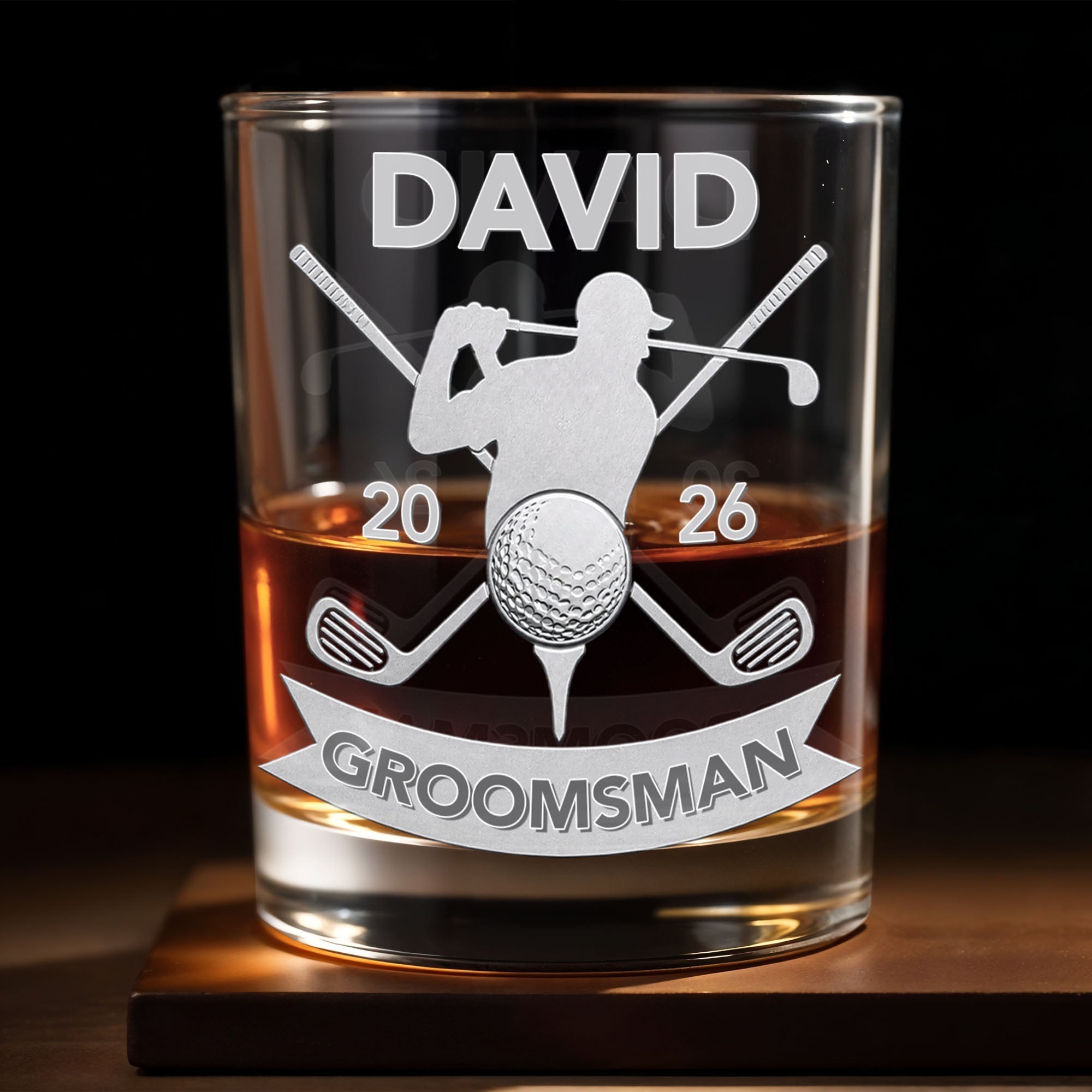 Personalized Custom Whiskey Glass Gift for Groomsman Golf Lover
