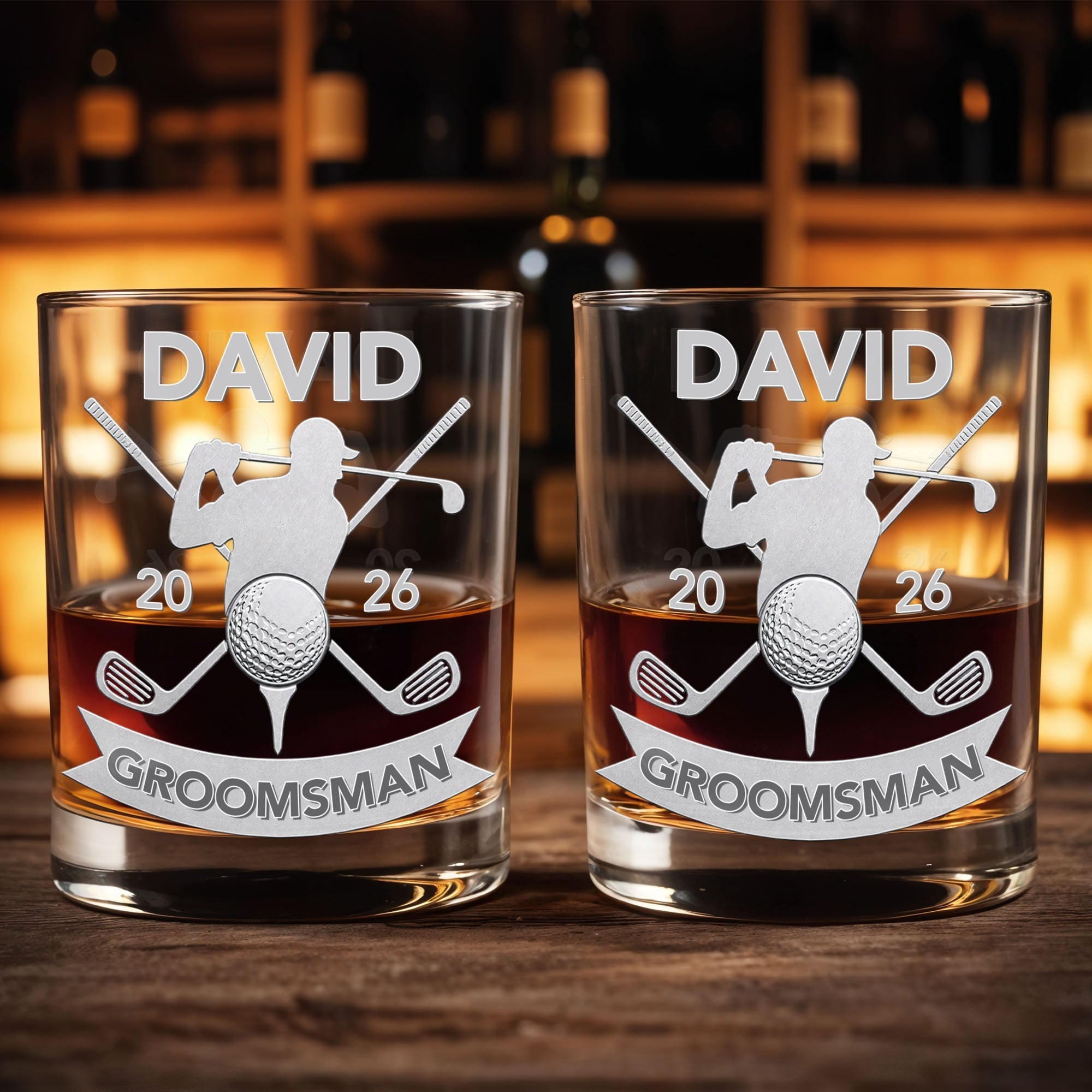 Personalized Custom Whiskey Glass Gift for Groomsman Golf Lover