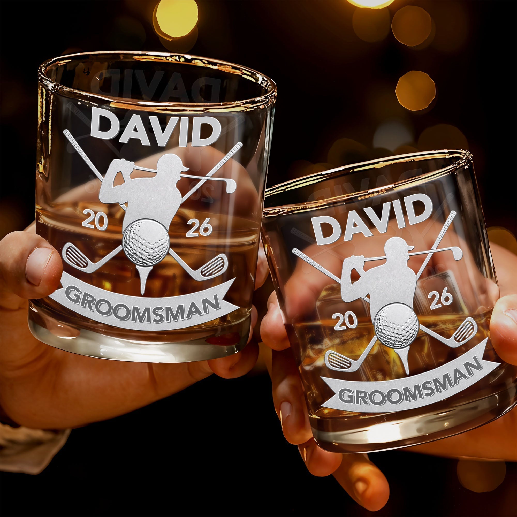 Personalized Custom Whiskey Glass Gift for Groomsman Golf Lover