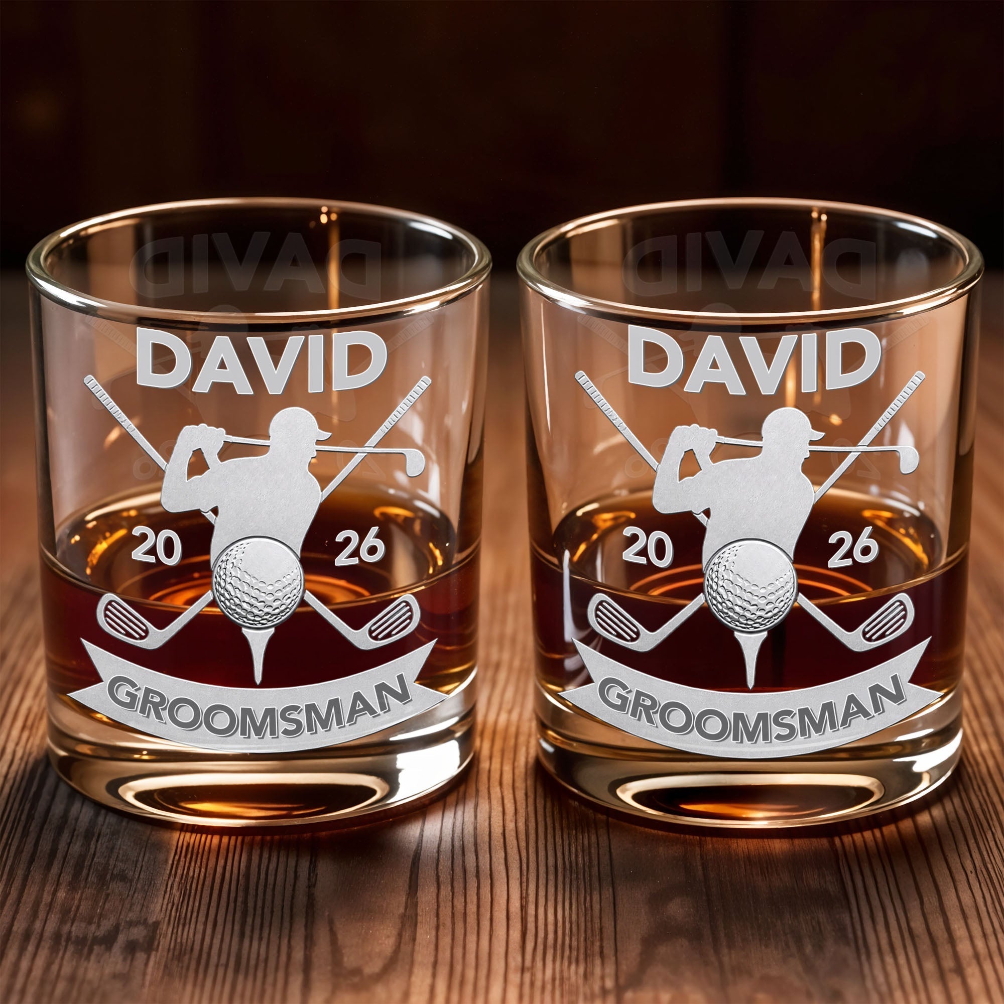 Personalized Custom Whiskey Glass Gift for Groomsman Golf Lover