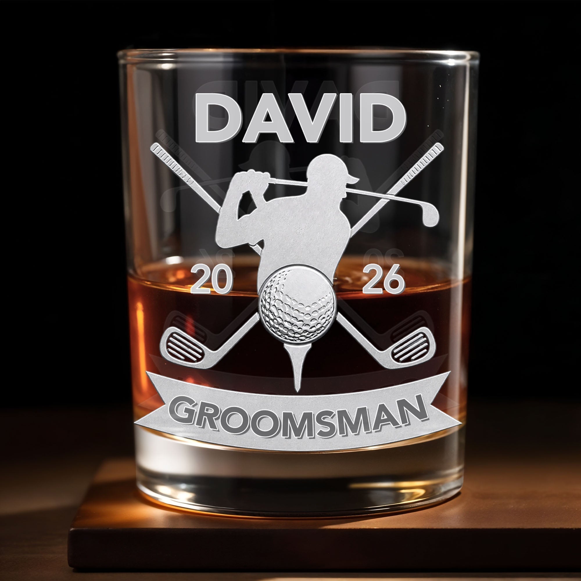 Personalized Custom Whiskey Glass Gift for Groomsman Golf Lover