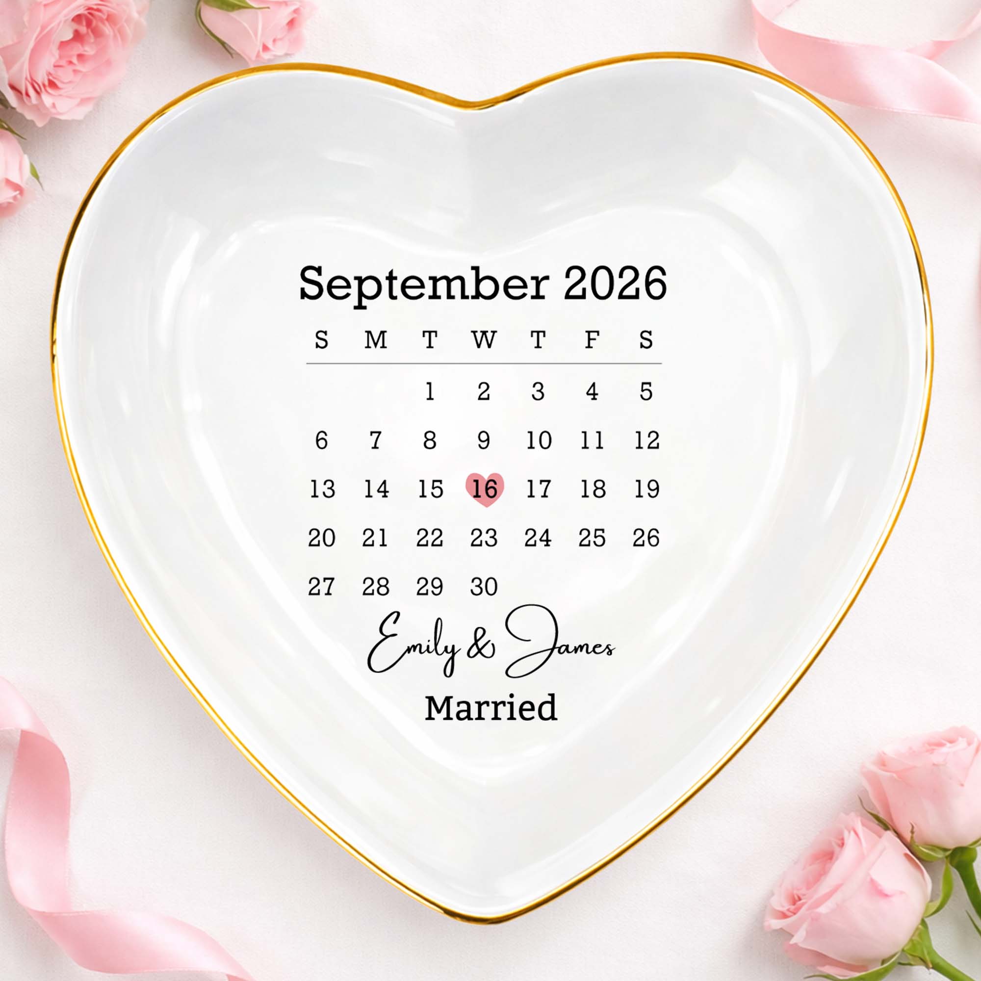 Personalized Heart Jewelry Dish Custom Name Gift for Couples