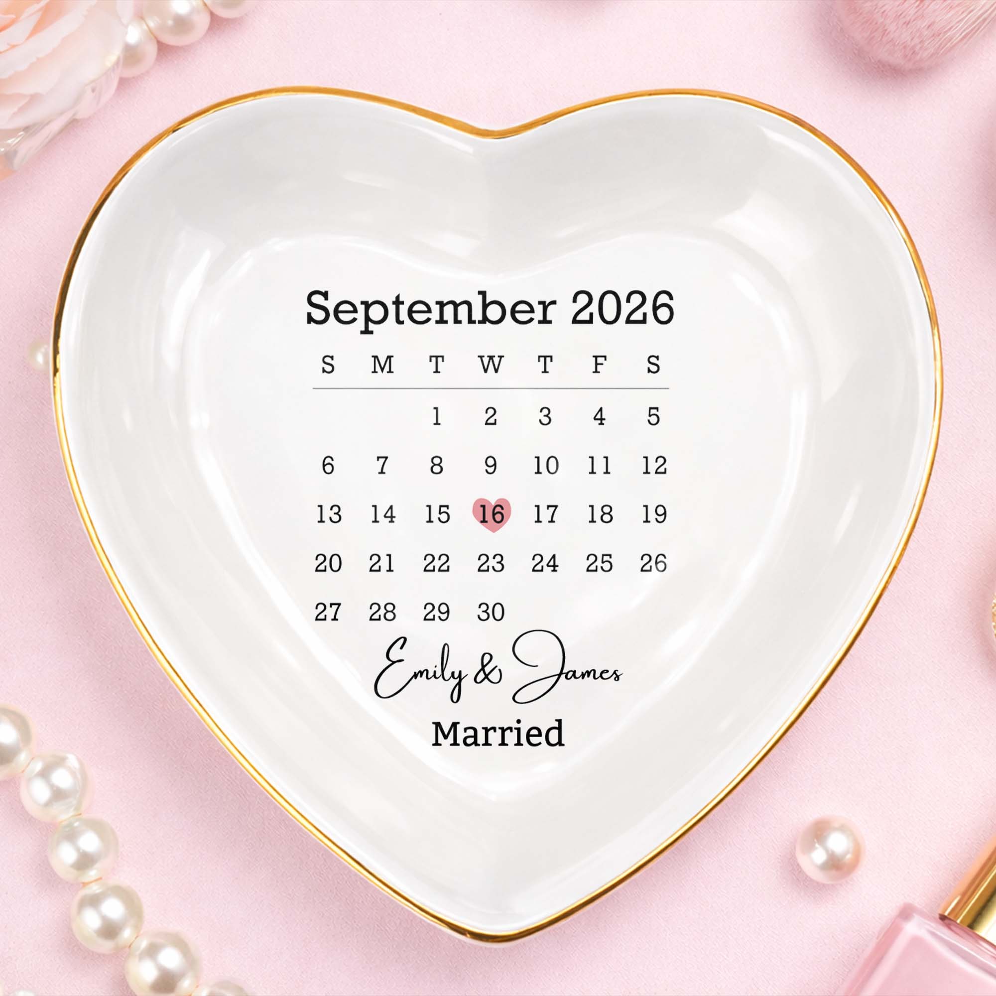Personalized Heart Jewelry Dish Custom Name Gift for Couples