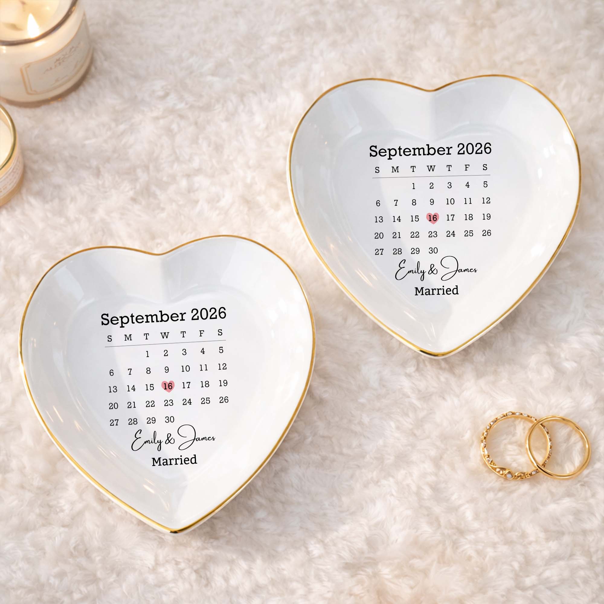 Personalized Heart Jewelry Dish Custom Name Gift for Couples