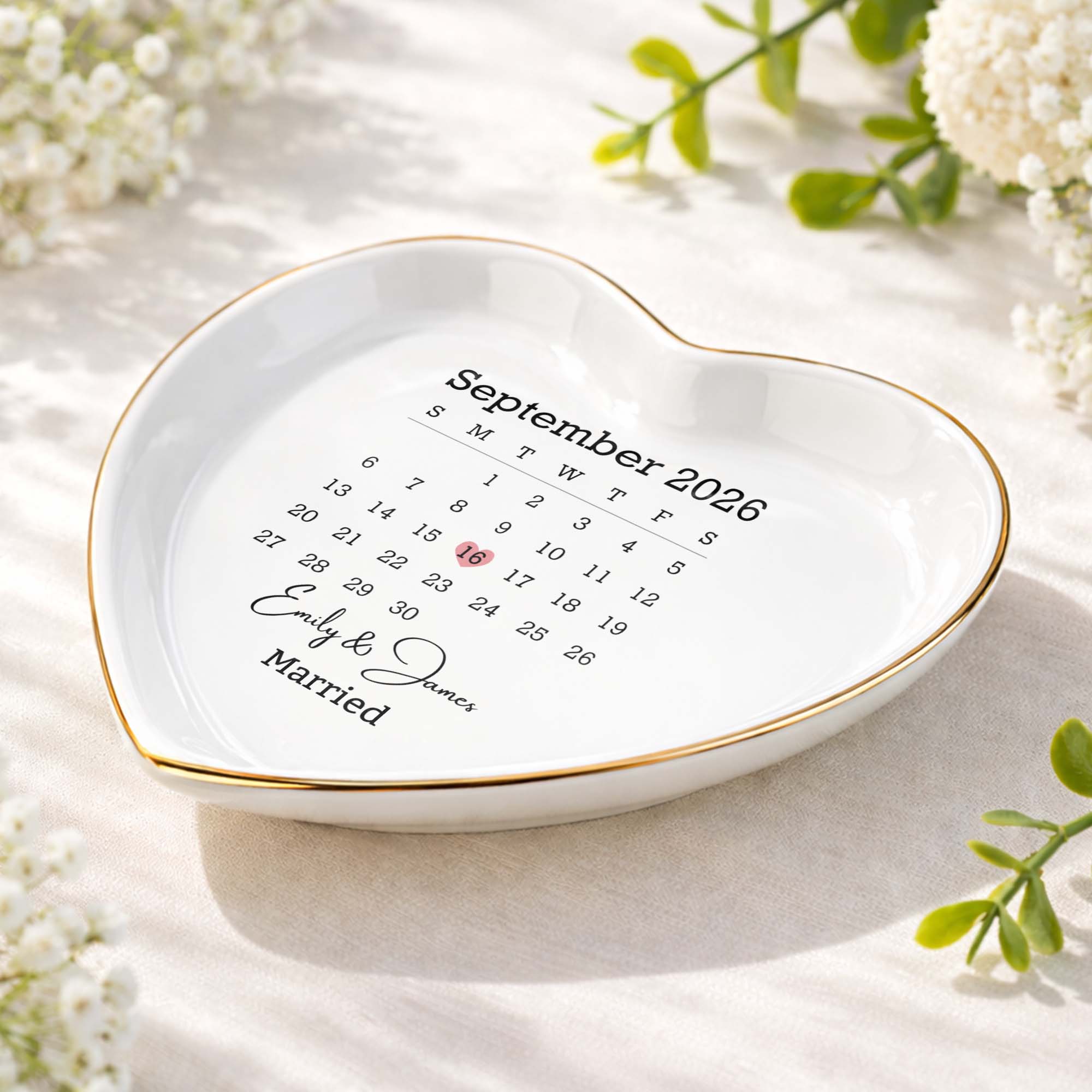 Personalized Heart Jewelry Dish Custom Name Gift for Couples