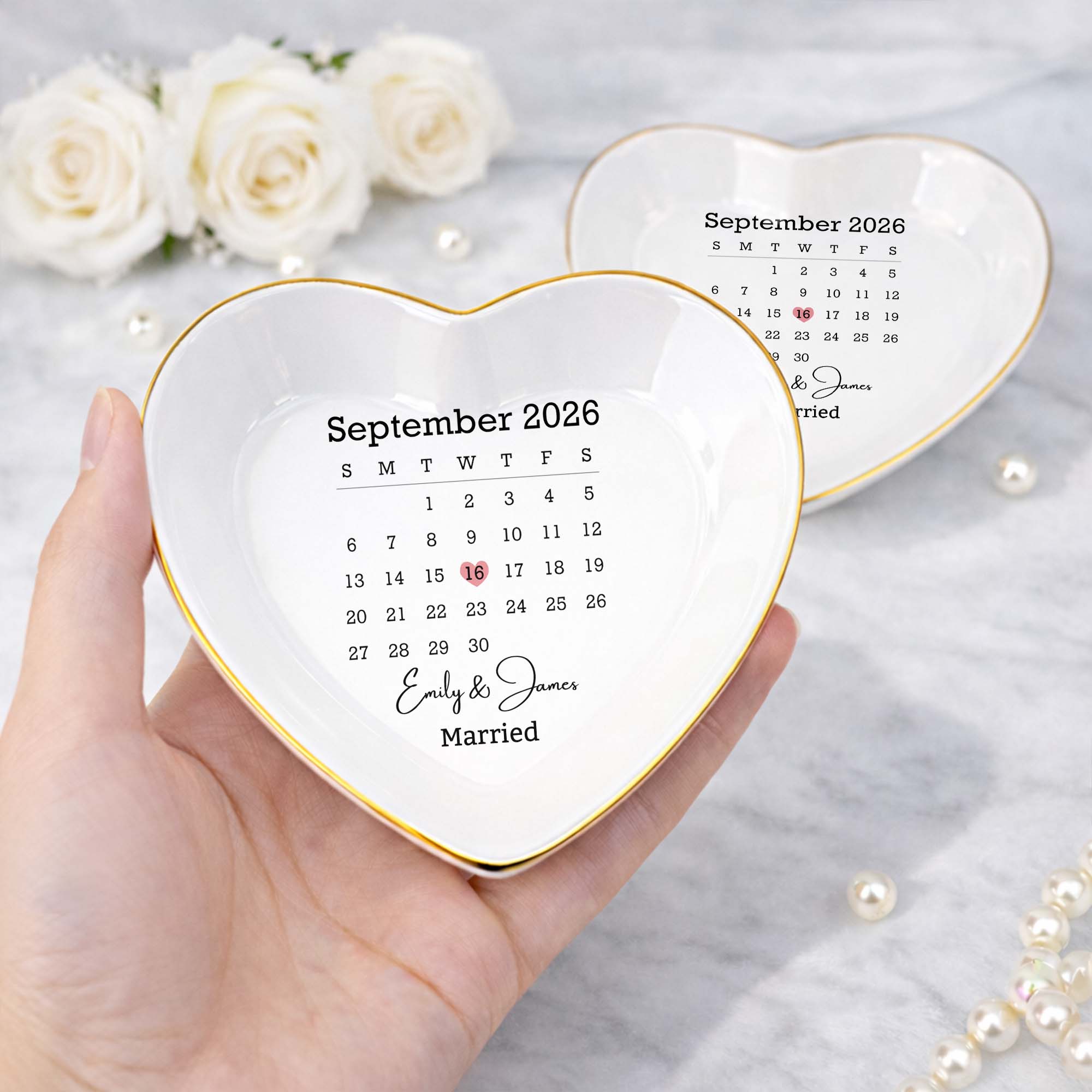 Personalized Heart Jewelry Dish Custom Name Gift for Couples