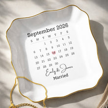 Load image into Gallery viewer, Personalized Lace Jewelry Dish Custom Names Wedding Gift
