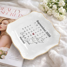 Load image into Gallery viewer, Personalized Lace Jewelry Dish Custom Names Wedding Gift
