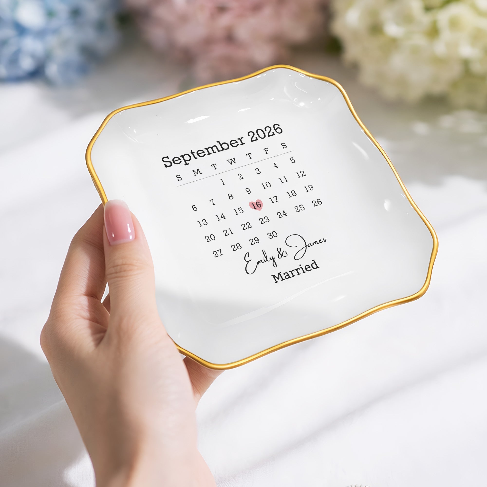 Personalized Lace Jewelry Dish Custom Names Wedding Gift
