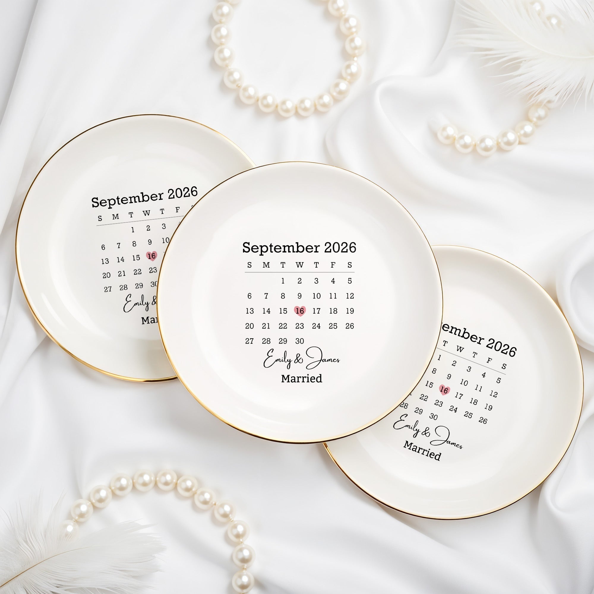 Personalized Heart Jewelry Dish Custom Name Newlywed Gift