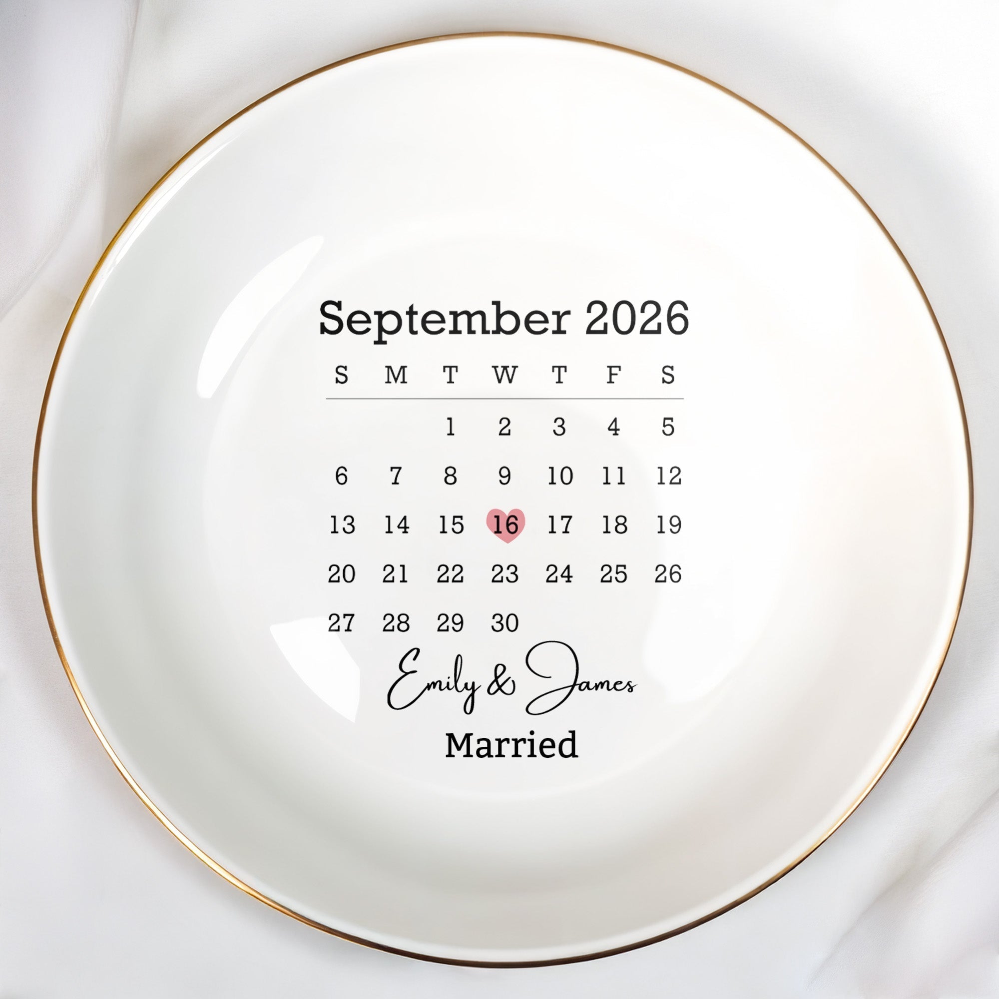 Personalized Heart Jewelry Dish Custom Name Newlywed Gift