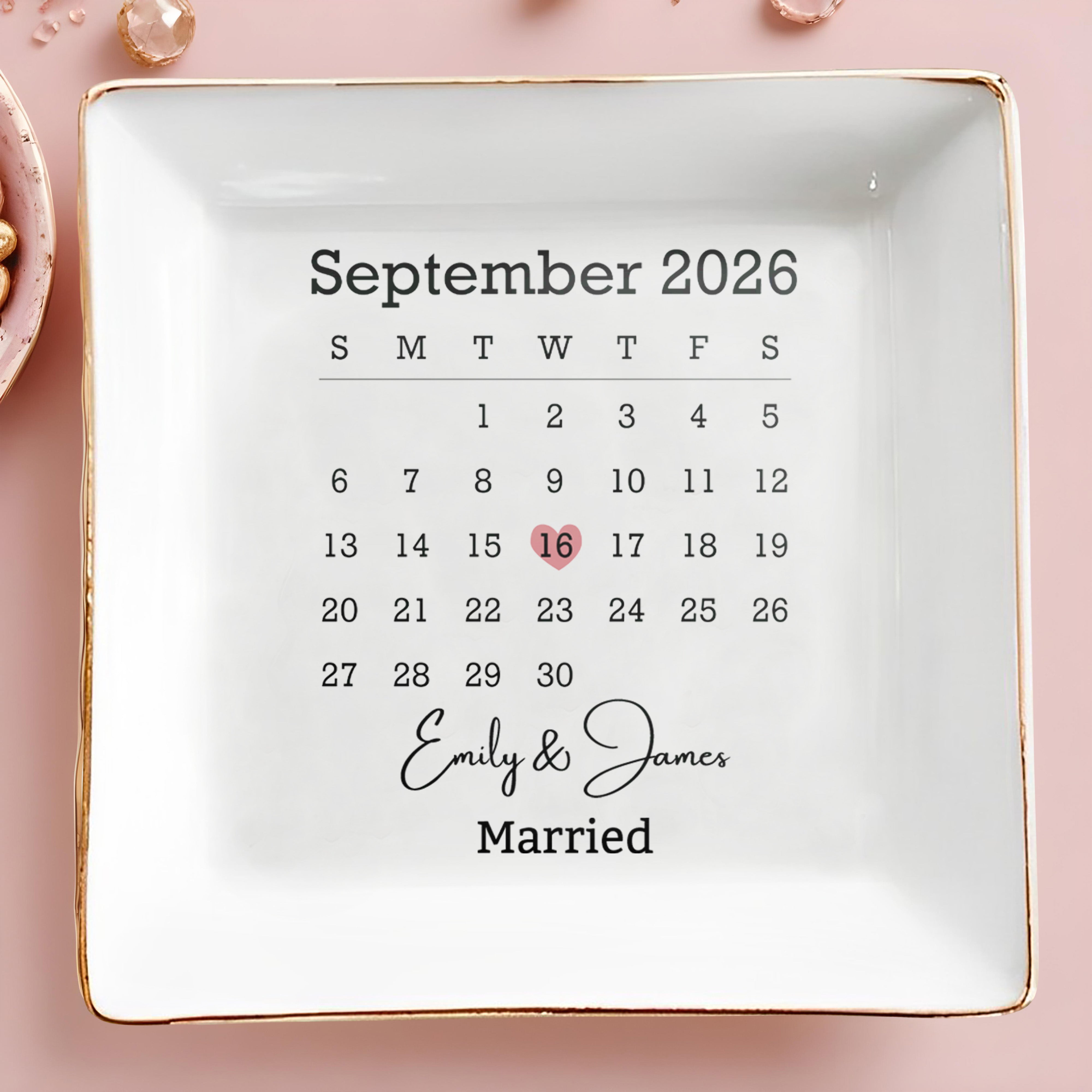 Personalized Jewelry Dish Custom Names Special Date Gift for Couples