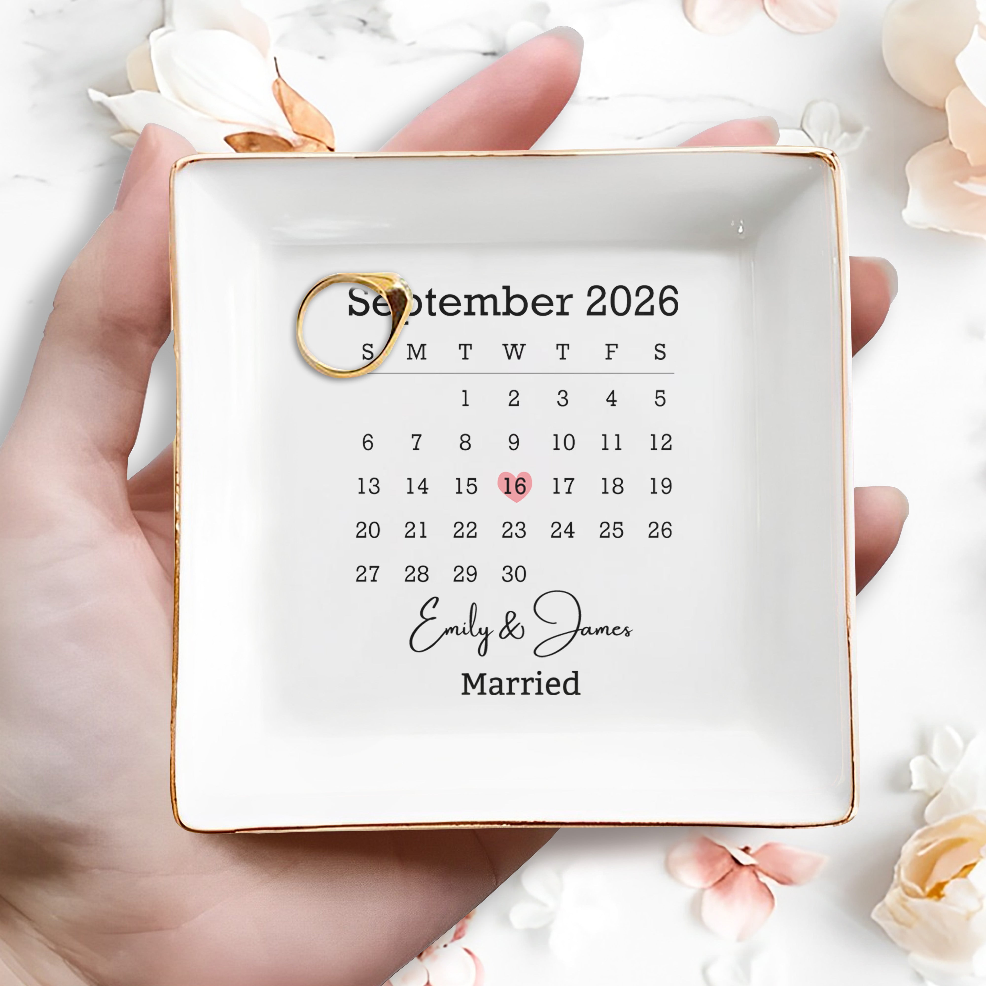 Personalized Jewelry Dish Custom Names Special Date Gift for Couples