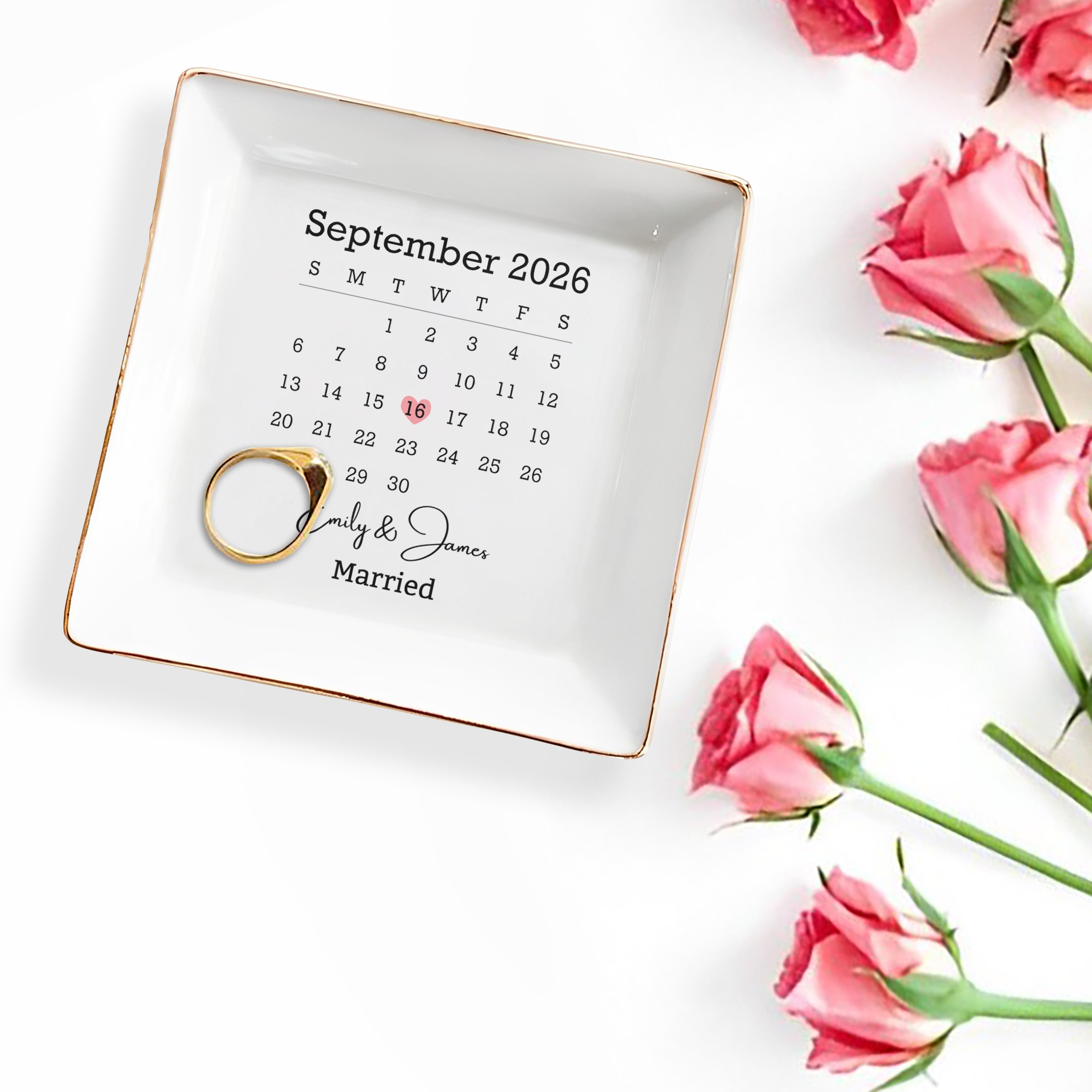 Personalized Jewelry Dish Custom Names Special Date Gift for Couples