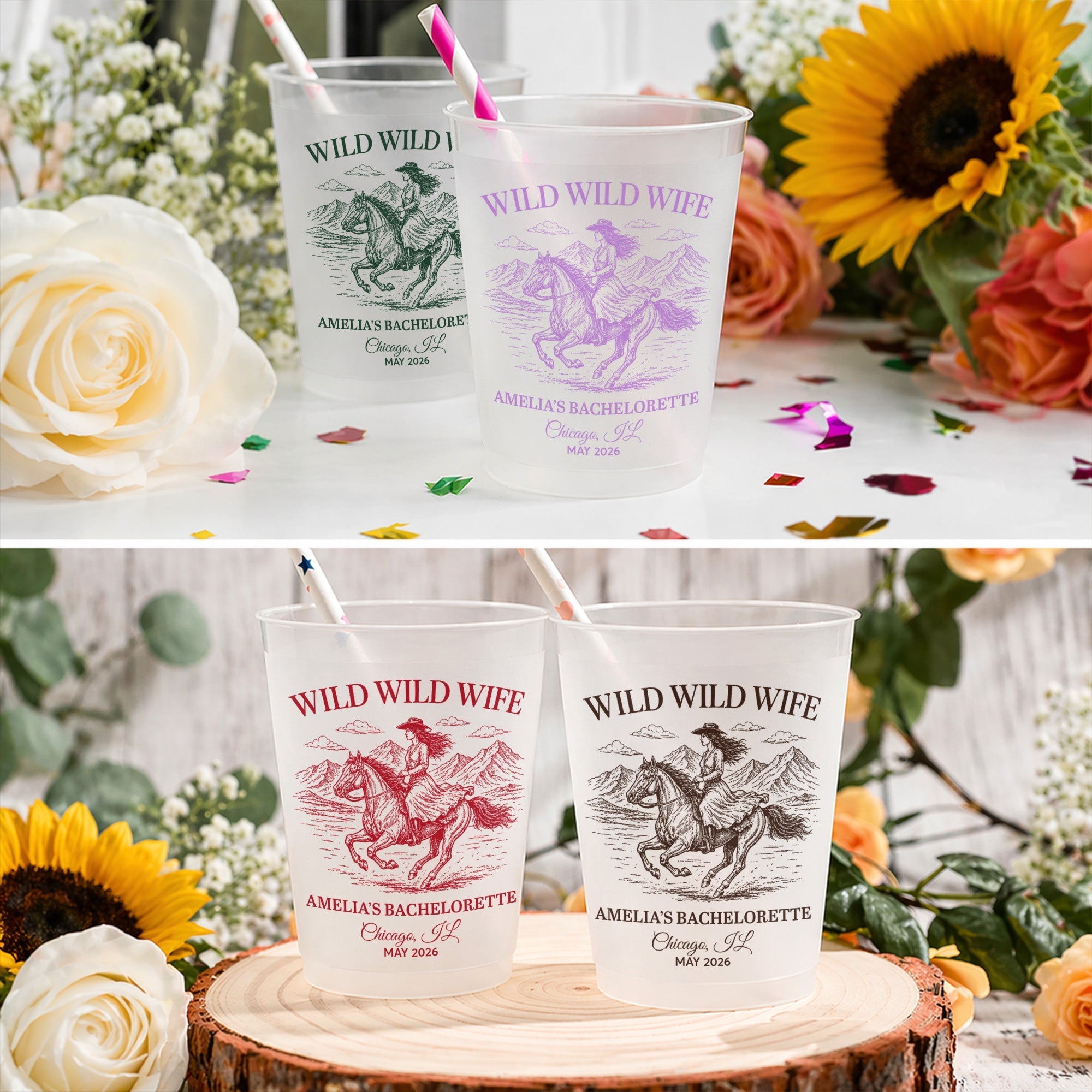 Personalized Frosted Cups Custom Design for Bachelorette Party