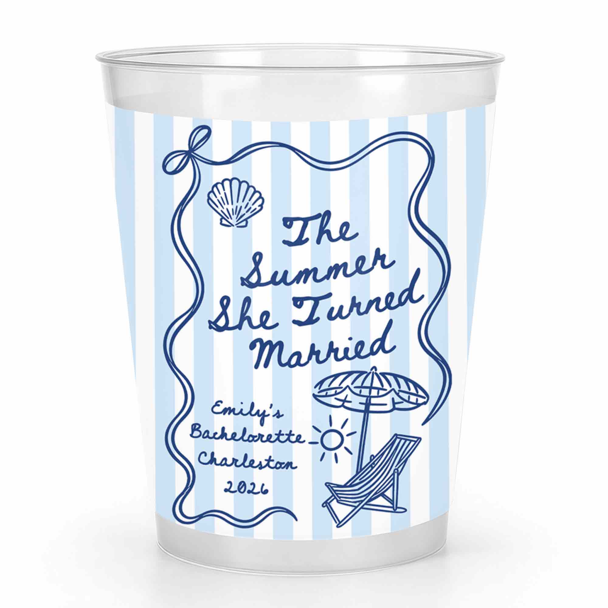 Personalized Frosted Cups Custom Beach Chair Design Bridal Party Gift
