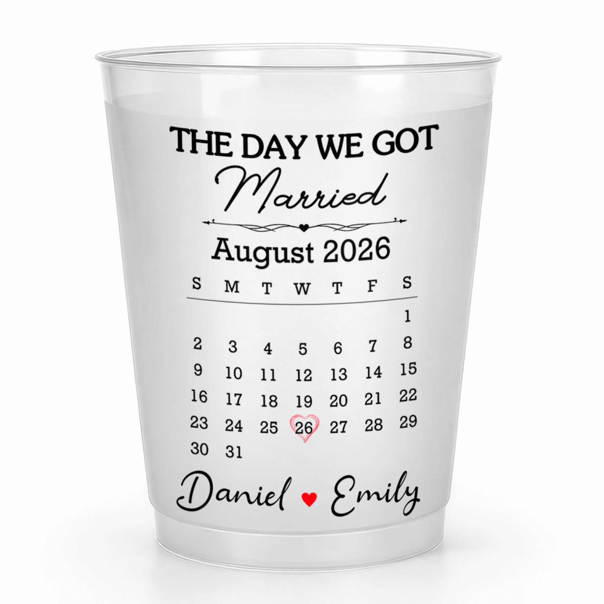 Personalized Frosted Cups Custom Heart Design Wedding Gift