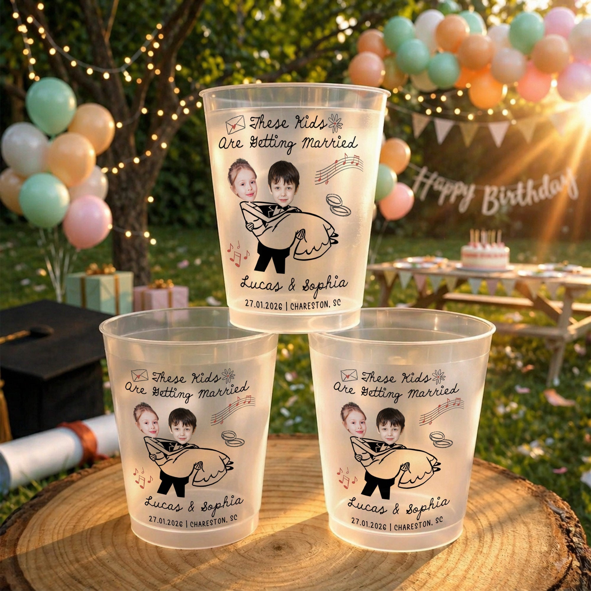 Personalized Frosted Wedding Cups Custom Name Gift for Couples