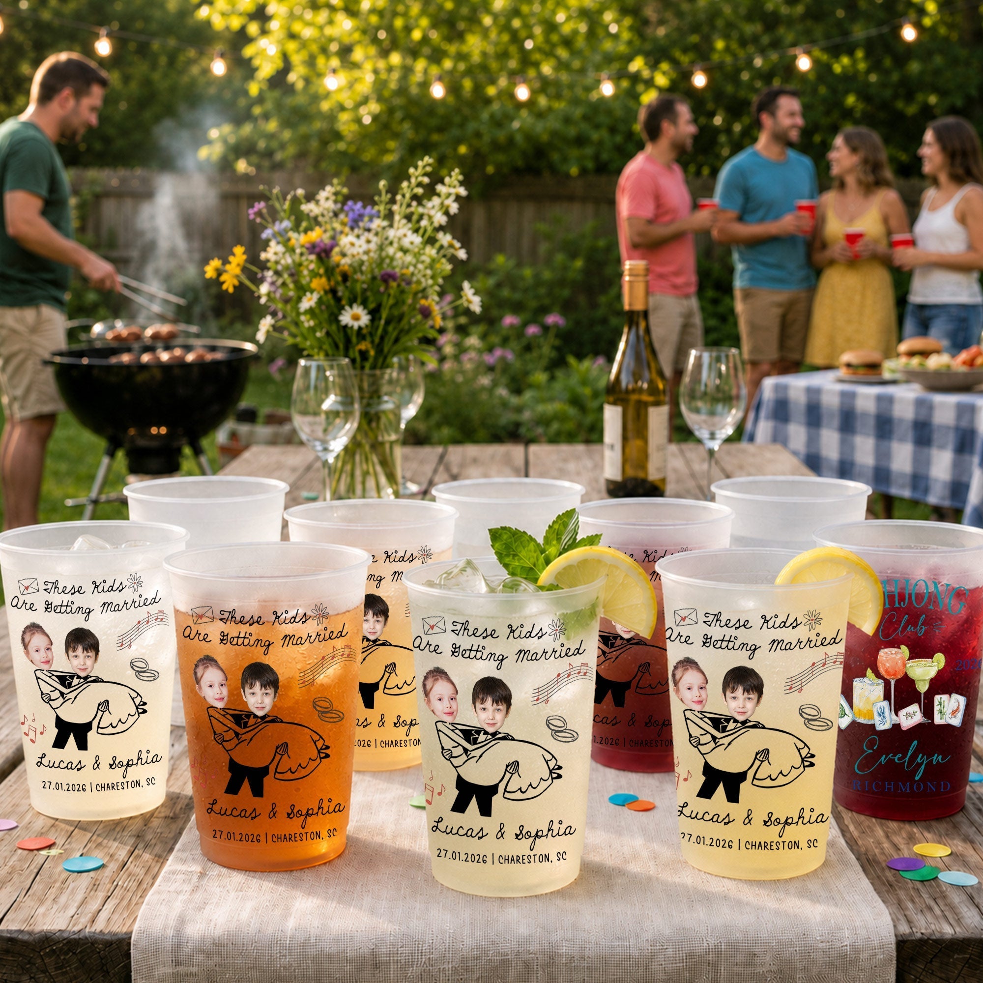 Personalized Frosted Wedding Cups Custom Name Gift for Couples
