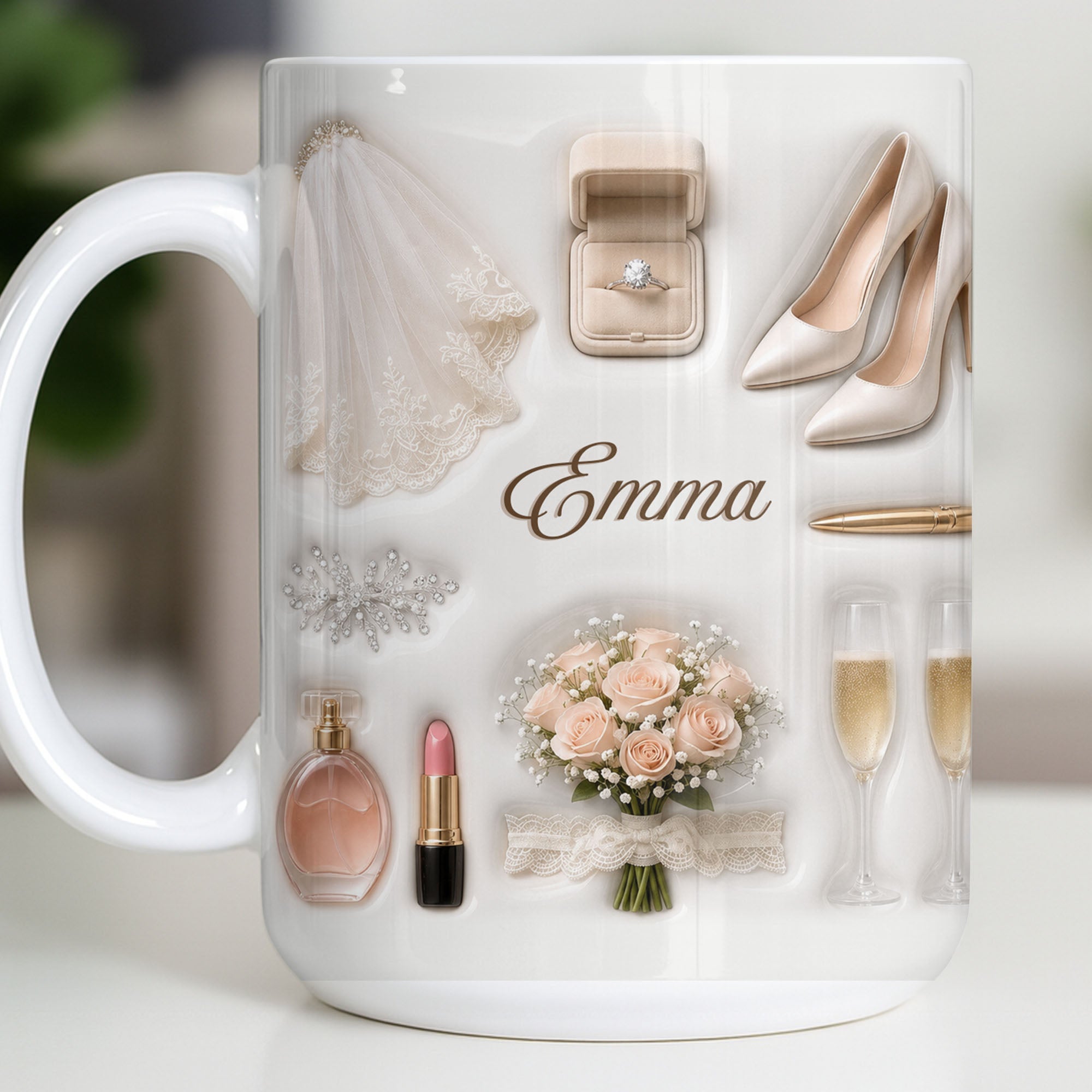 Personalized Bridal Coffee Mug Custom Name Gift for Bride