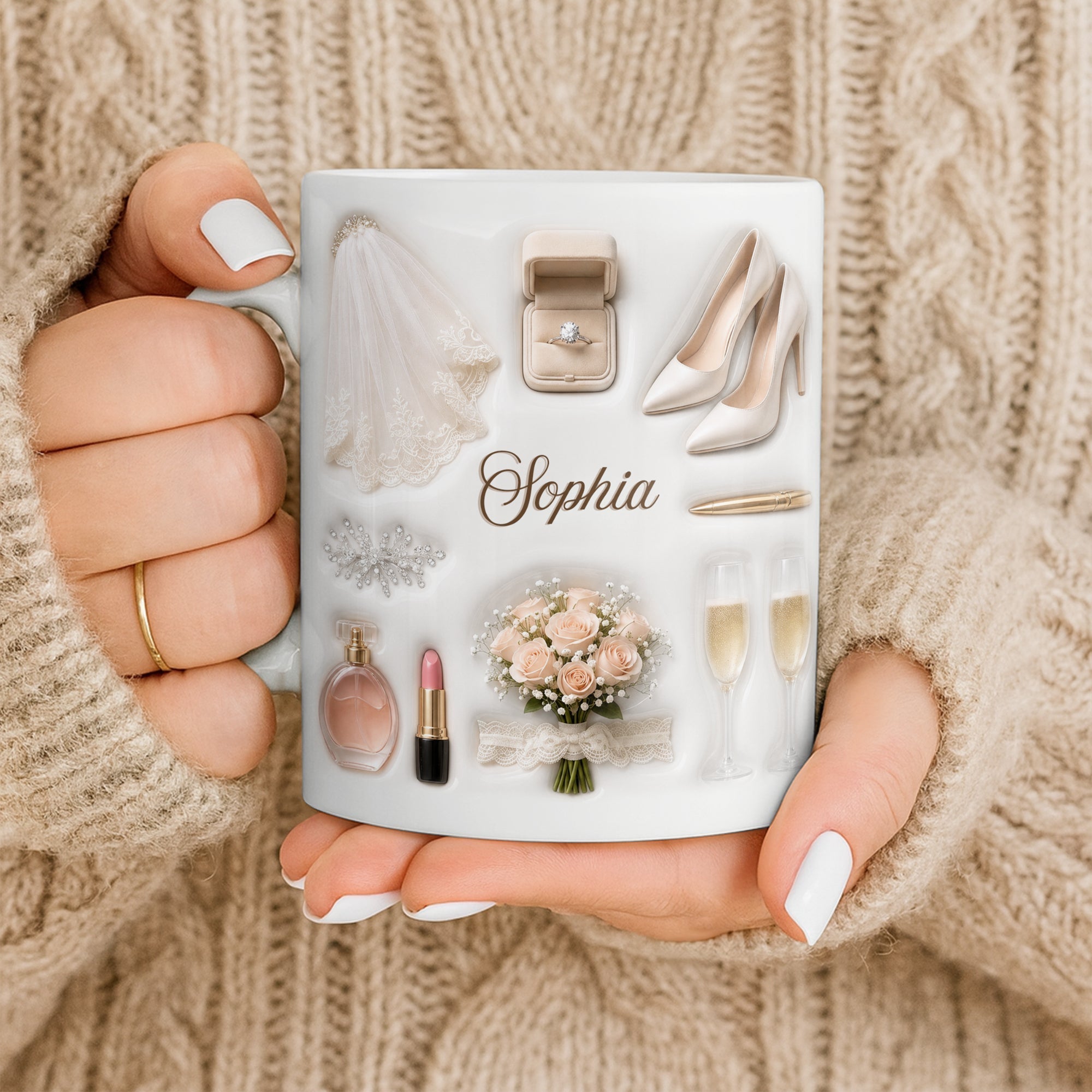 Personalized Bridal Coffee Mug Custom Name Gift for Bride