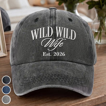 Load image into Gallery viewer, Personalized Washed Denim Cap Custom Year Gift for Wife
