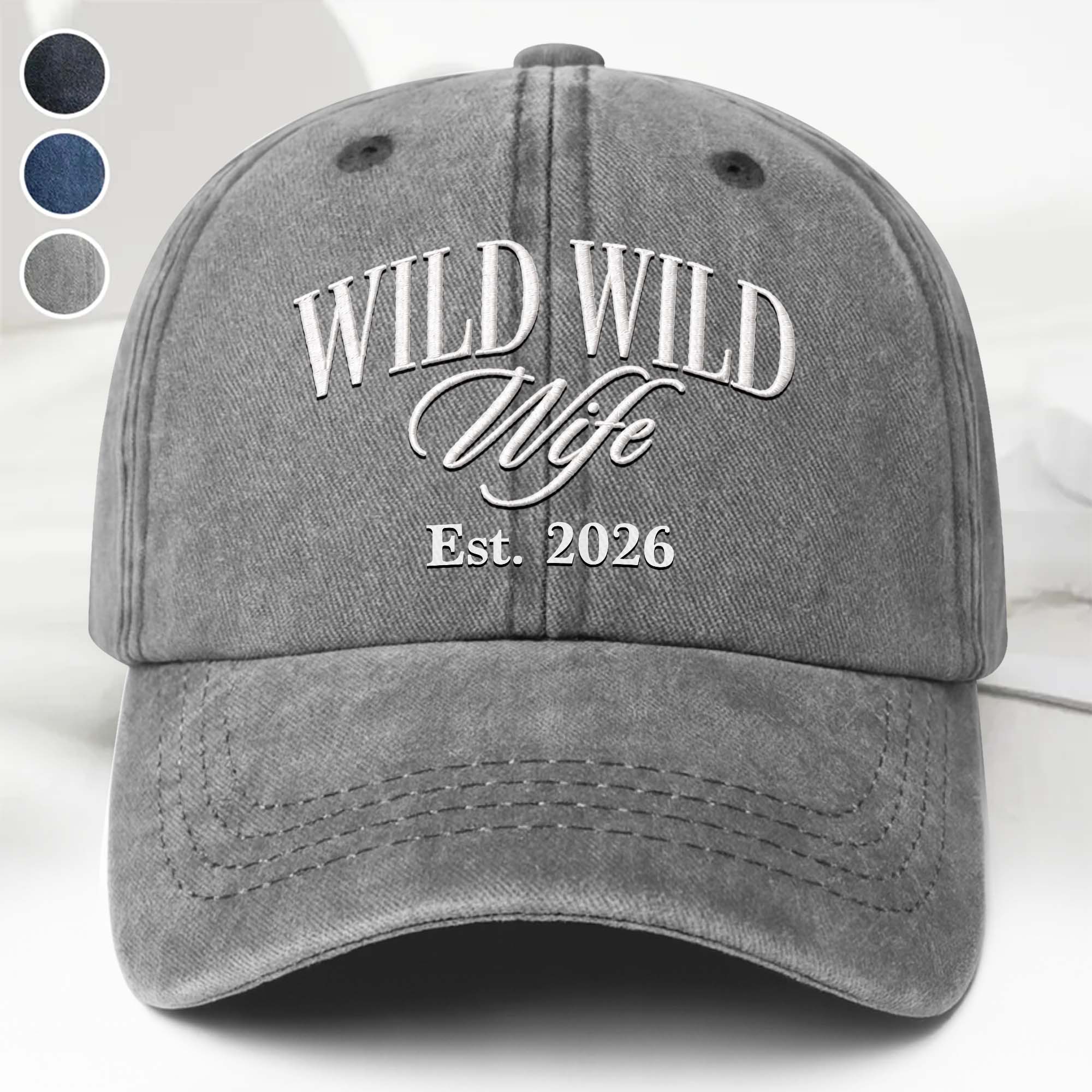 Personalized Washed Denim Cap Custom Year Gift for Wife
