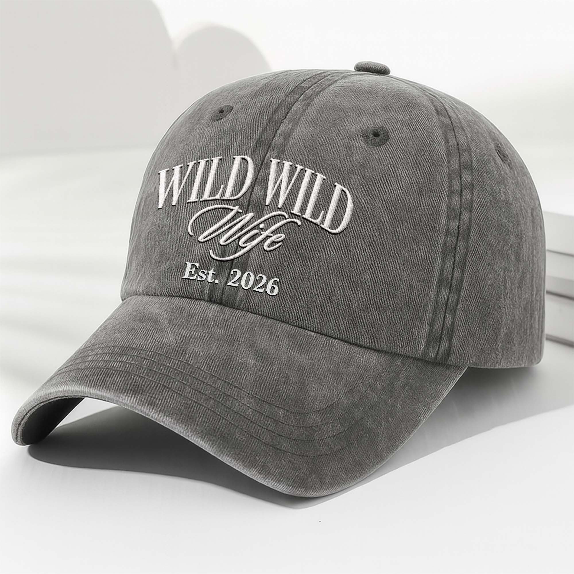 Personalized Washed Denim Cap Custom Year Gift for Wife