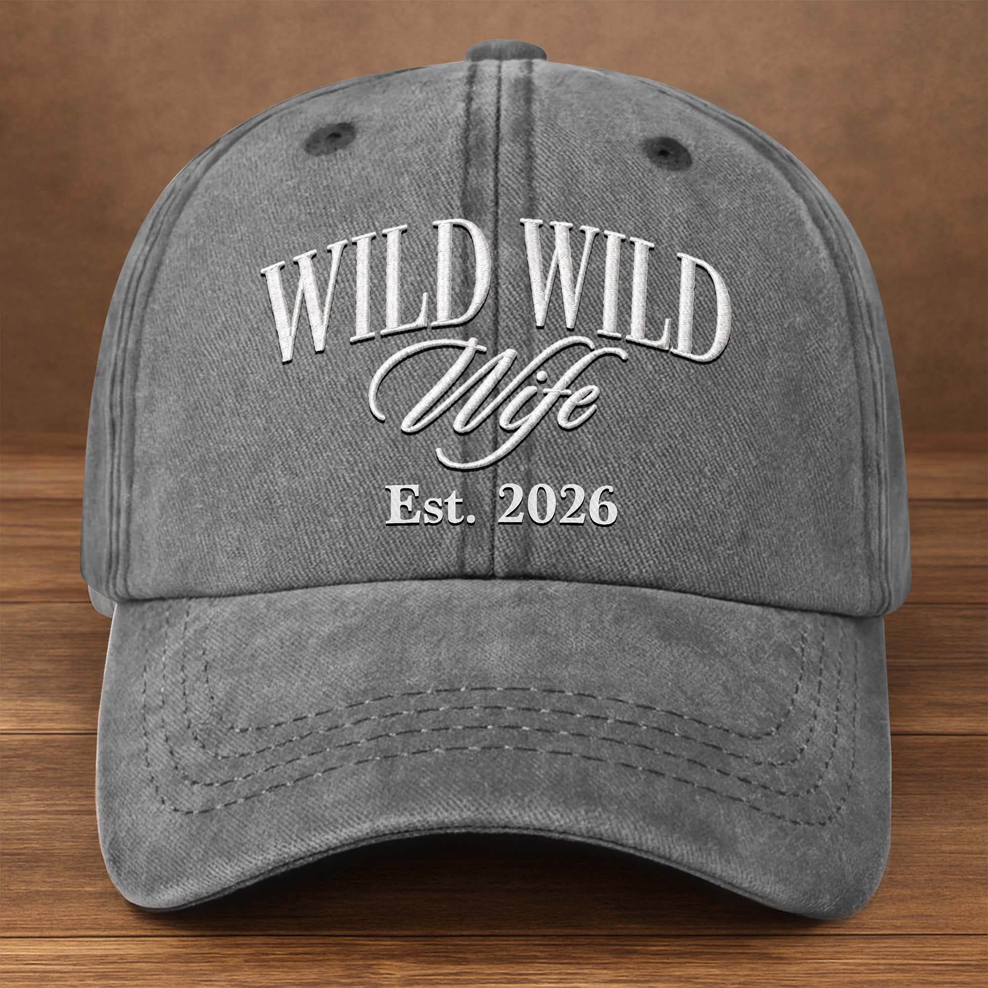 Personalized Washed Denim Cap Custom Year Gift for Wife