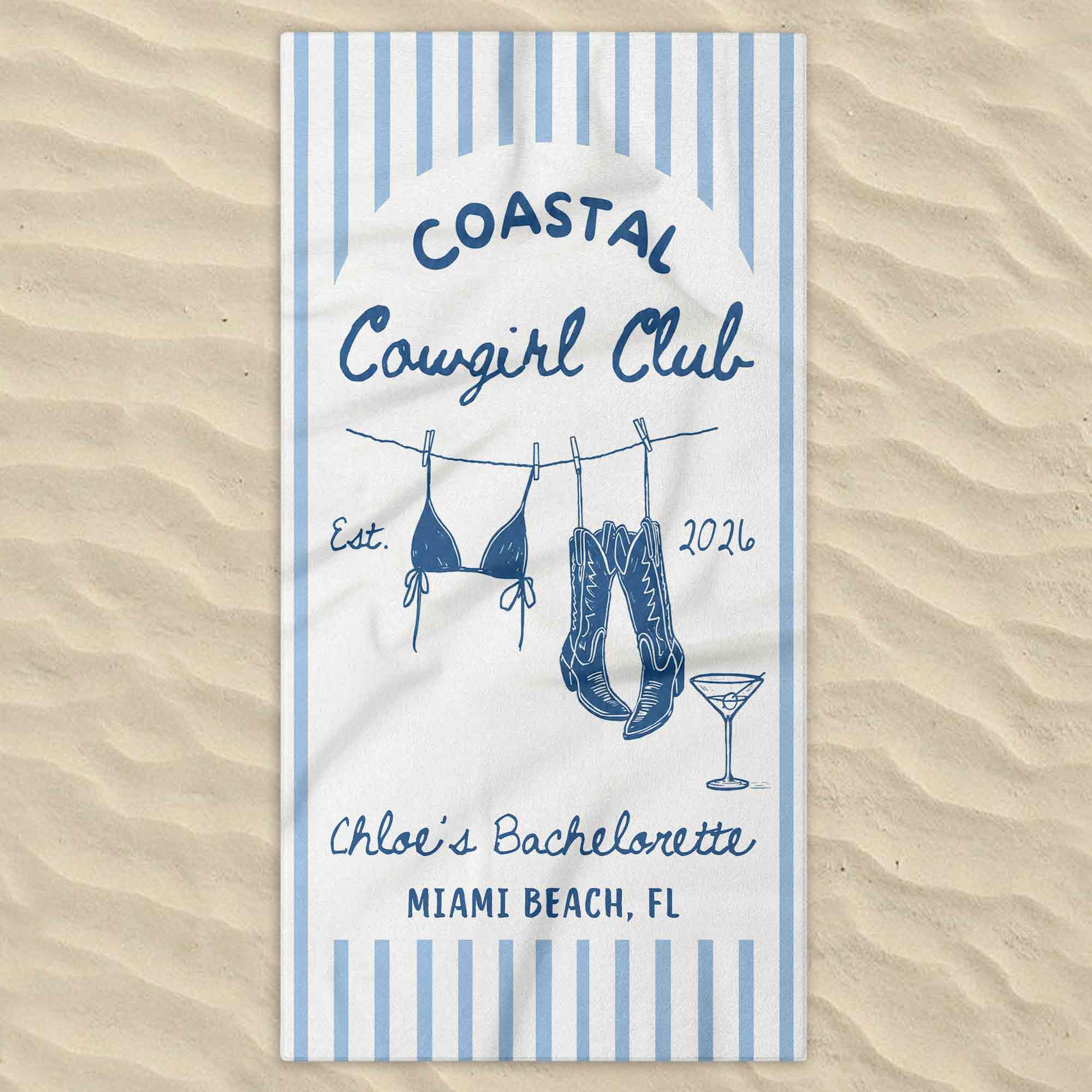 Personalized Beach Towel for Bachelorette Party Custom Name