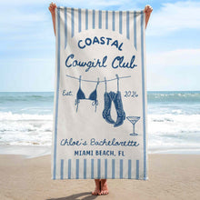 Load image into Gallery viewer, Personalized Beach Towel for Bachelorette Party Custom Name
