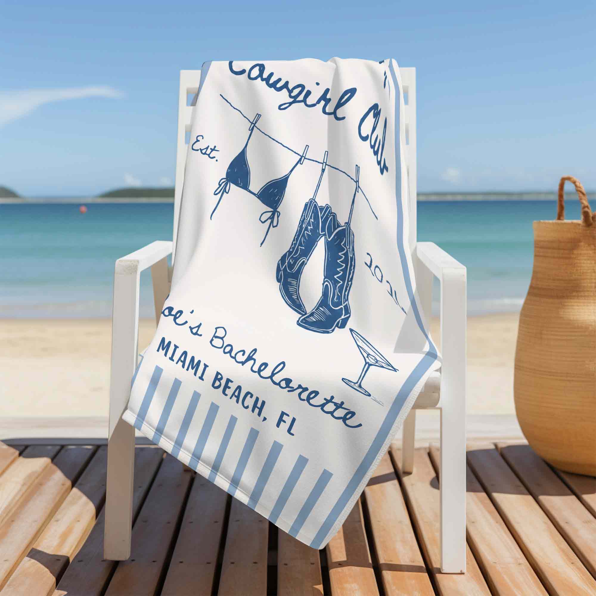 Personalized Beach Towel for Bachelorette Party Custom Name