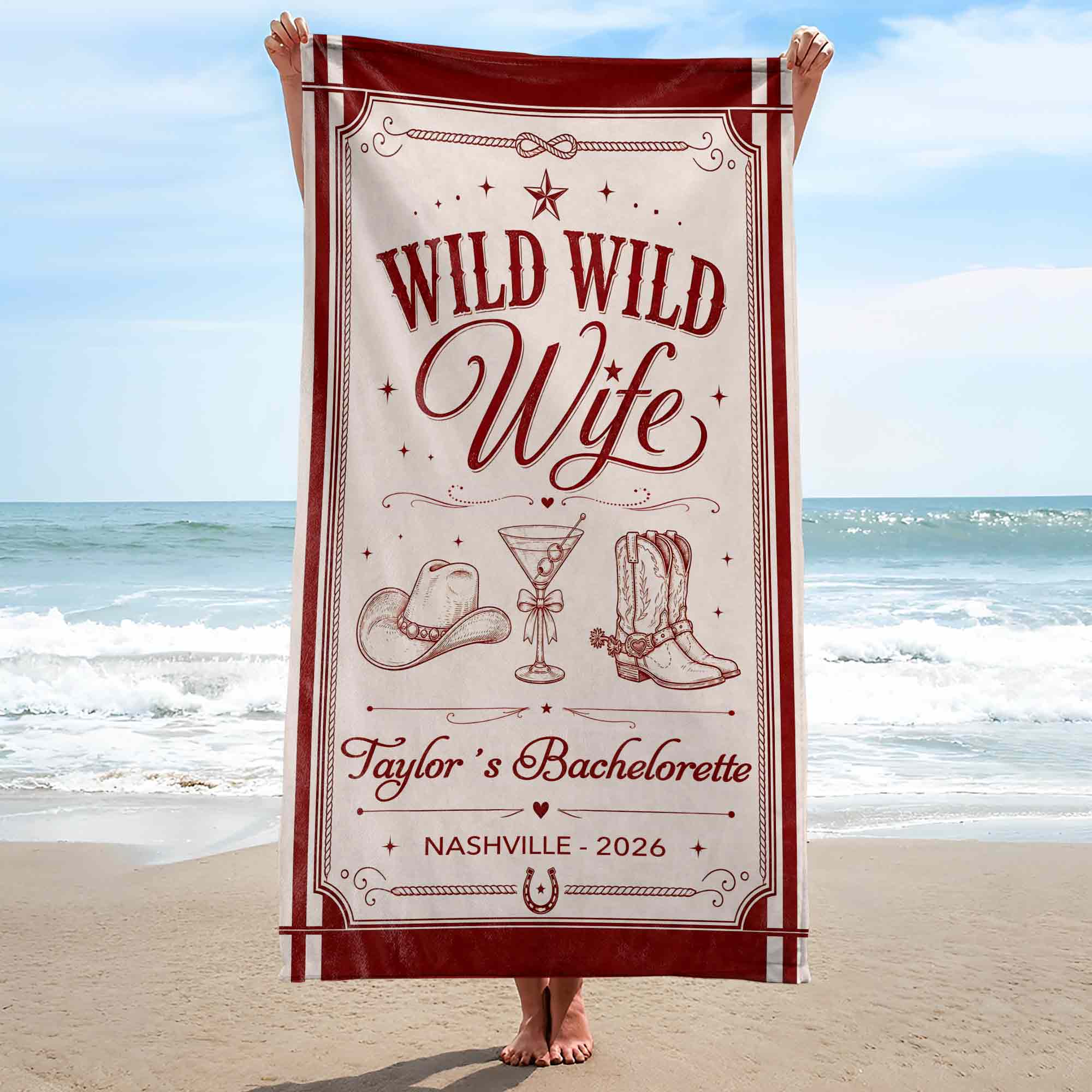 Personalized Microfiber Beach Towel Custom Name Bachelorette Gift