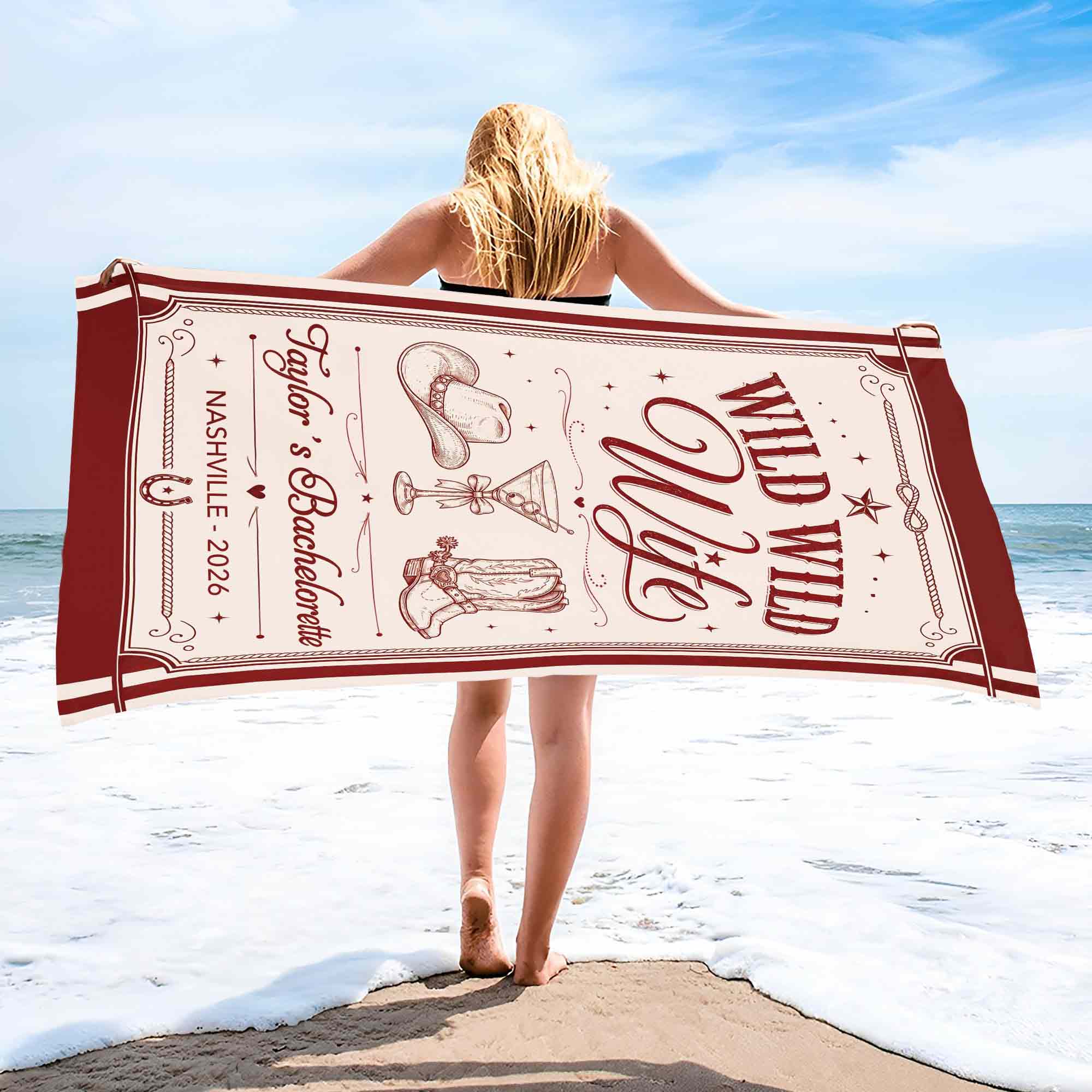 Personalized Microfiber Beach Towel Custom Name Bachelorette Gift
