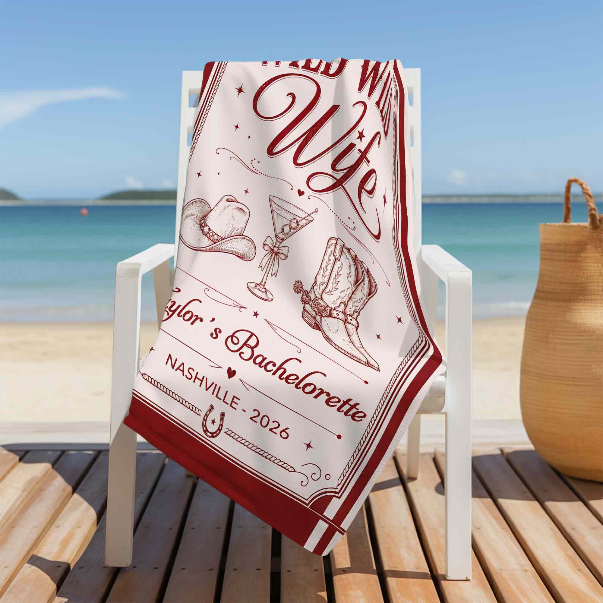Personalized Microfiber Beach Towel Custom Name Bachelorette Gift