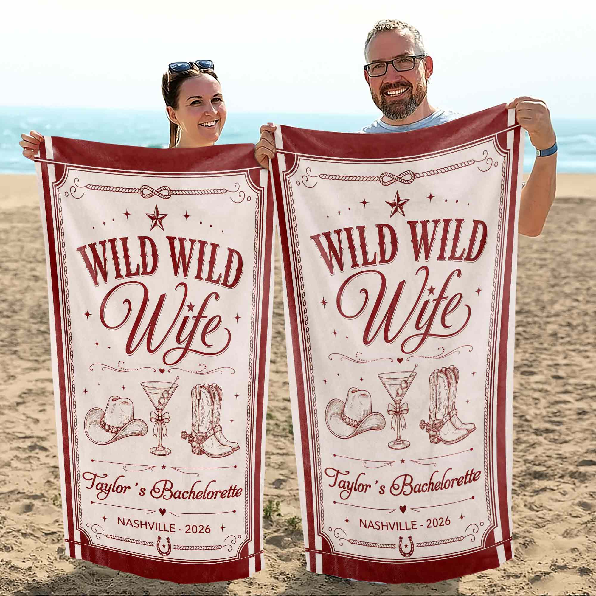Personalized Microfiber Beach Towel Custom Name Bachelorette Gift