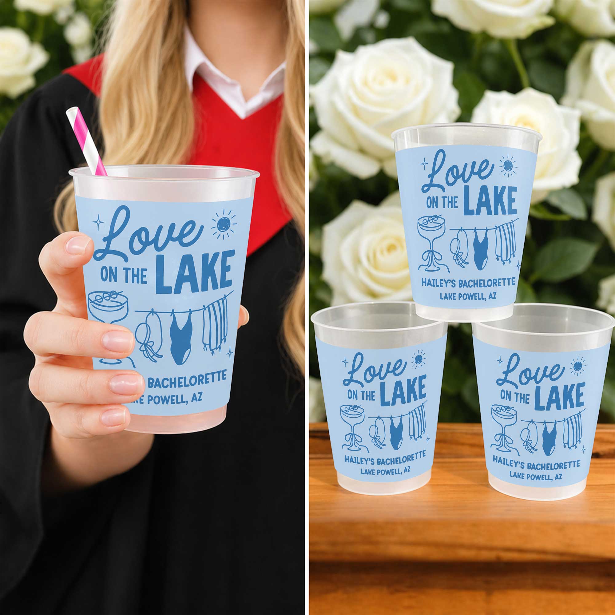 Personalized Frosted Cups Custom Name Bachelorette Party Gift